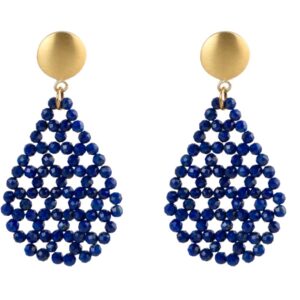 Rohm Boho Tropfen 3 mm Lapis, Silber 925 sat. verg.+keram.