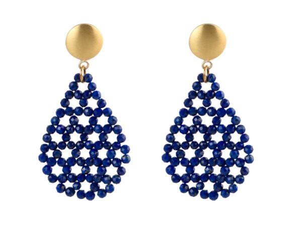 Rohm Boho Tropfen 3 mm Lapis, Silber 925 sat. verg.+keram.
