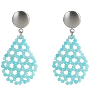 Rohm Boho Tropfen groß Silber mit Amazonit