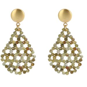 Rohm Boho Tropfen 3 mm Granat grün m Silber 925/- sat. verg.