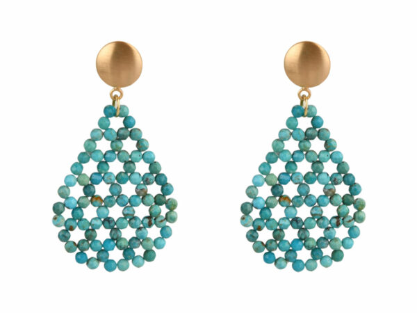 Rohm Boho Tropfen 3 mm Türkis chin. stab., Silber verg.