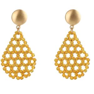 Rohm Boho Tropfen 3 mm Bernstein hellgelb, Silber 925 sat. verg.+keram.