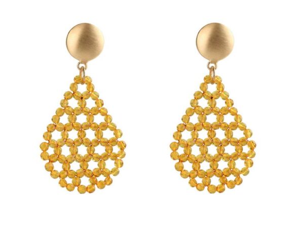 Rohm Boho Tropfen 3 mm Bernstein hellgelb, Silber 925 sat. verg.+keram.