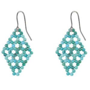 Rohm Boho Raute geflochten klein, Silber 925 poliert, Türkis chin. stab.