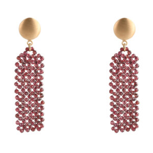 Rohm Boho Rechteck geflochten Granat weinrot Silber 925/- sat.verg.