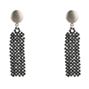 Rohm Boho Rechteck geflochten Spinell schwarz Silber 925/- satiniert