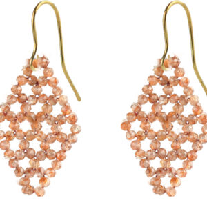 Rohm Boho Raute Zirkon beige, Silber 925 vergoldet poliert