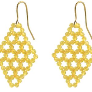 Rohm Boho Raute Achat gelb, Silber 925 vergoldet poliert