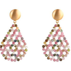 Rohm Boho Tropfen 3 mm Turmalin mix, Silber 925 sat. verg.+keram.